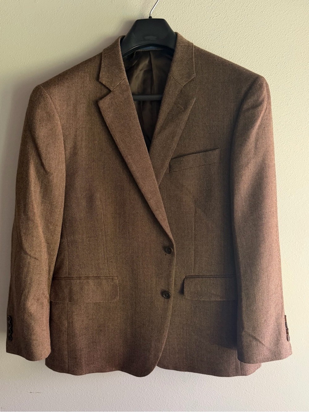 Stafford Mens 44 Short Classic Fit Merino Wool Tweed Sport Coat Blazer Brown